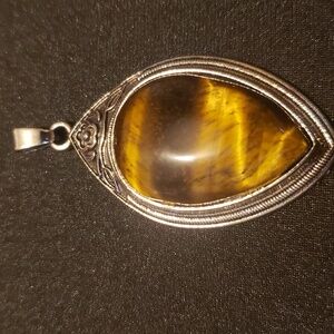 Jadeite Tiger Eye Pendant